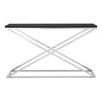 Black Leather Effect Console Table with Cross Design | Tribute