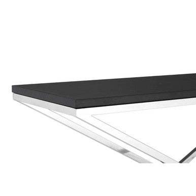 Black Leather Effect Console Table with Cross Design | Tribute