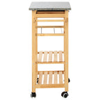 Large Pinewood Kitchen Trolley with Granite Surface Glenn | Harlow
