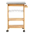 Large Pinewood Kitchen Trolley with Granite Surface Glenn | Harlow