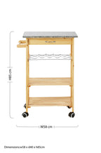 Large Pinewood Kitchen Trolley with Granite Surface Glenn | Harlow