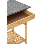 Large Pinewood Kitchen Trolley with Granite Surface Glenn | Harlow