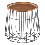 Gold Finish Copper Tray Top and Black Finish Base Side Table | Templar