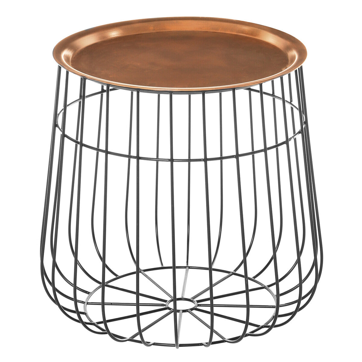 Gold Finish Copper Tray Top and Black Finish Base Side Table | Templar