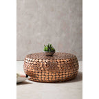 Gold Round Iron Pebble Design Coffee Table | Templar