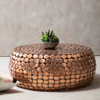 Gold Round Iron Pebble Design Coffee Table | Templar