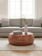 Gold Round Iron Pebble Design Coffee Table | Templar
