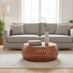 Gold Round Iron Pebble Design Coffee Table | Templar
