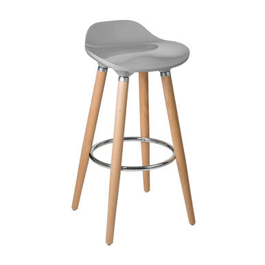 Taupe Abs and Beech Wood Bar Stool | Stockholm