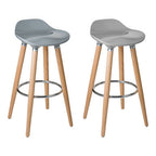 Taupe Abs and Beech Wood Bar Stool | Stockholm
