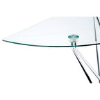Tempered Glass Top Half Moon Console Table with Cross Chrome Metal Legs and Black Wooden Base | Halo