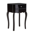 1 Drawer Black Mirrored Glass Top Side Table with MDF Base | Orchid
