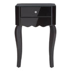 1 Drawer Black Mirrored Glass Top Side Table with MDF Base | Orchid