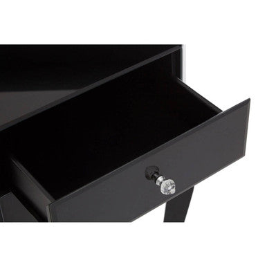 1 Drawer Black Mirrored Glass Top Side Table with MDF Base | Orchid