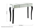 Mirrored Finish 1-Drawer Console Table with Bevelled Edge and Black Wooden Legs | Orchid