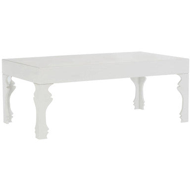White High Gloss Wooden Coffee Table with Stately Shaped Legs | Luis
