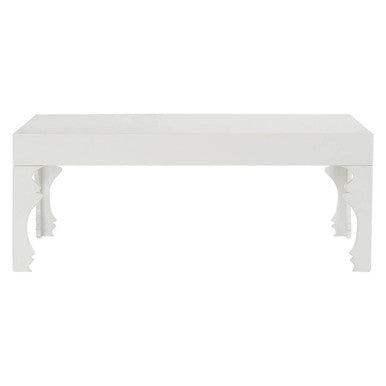 White High Gloss Wooden Coffee Table with Stately Shaped Legs | Luis