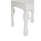 White High Gloss MDF Side Table with Decorative Shaped Curved Legs, Luis