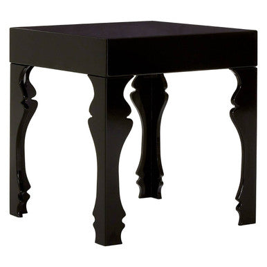 Black High Gloss MDF Side Table with Decorative Shaped Curved Legs | Luis