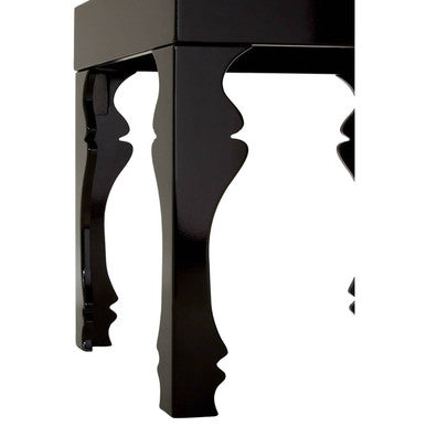 Black High Gloss MDF Side Table with Decorative Shaped Curved Legs | Luis