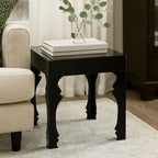 Black High Gloss MDF Side Table with Decorative Shaped Curved Legs | Luis