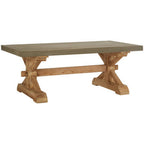Grey Finish Top Traditional Wooden Coffee Table with Natural Wood Base | Pompeii