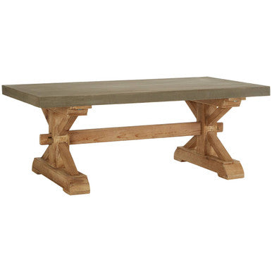 Grey Finish Top Traditional Wooden Coffee Table with Natural Wood Base | Pompeii