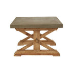 Grey Finish Top Traditional Wooden Coffee Table with Natural Wood Base | Pompeii
