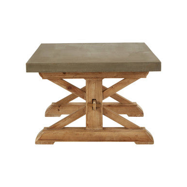Grey Finish Top Traditional Wooden Coffee Table with Natural Wood Base | Pompeii