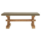 Grey Finish Top Traditional Wooden Coffee Table with Natural Wood Base | Pompeii