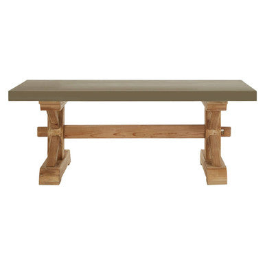 Grey Finish Top Traditional Wooden Coffee Table with Natural Wood Base | Pompeii