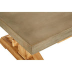 Grey Finish Top Traditional Wooden Coffee Table with Natural Wood Base | Pompeii