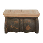 Natural Wood Top Coffee Table with Distressed Charcoal Grey Ornate Base | Pompeii