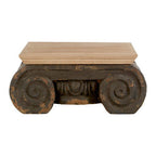 Natural Wood Top Coffee Table with Distressed Charcoal Grey Ornate Base | Pompeii