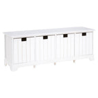 White Storage Bench with 4 Drawers | New England