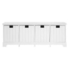White Storage Bench with 4 Drawers | New England