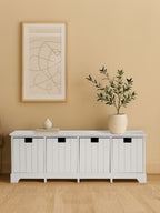 White Storage Bench with 4 Drawers | New England