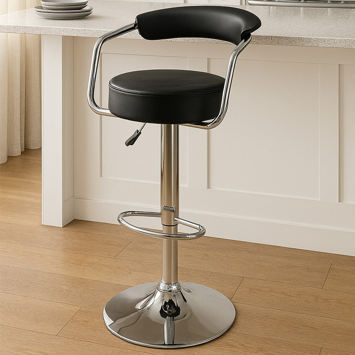 Black Leather Effect Bar Chair | Scala