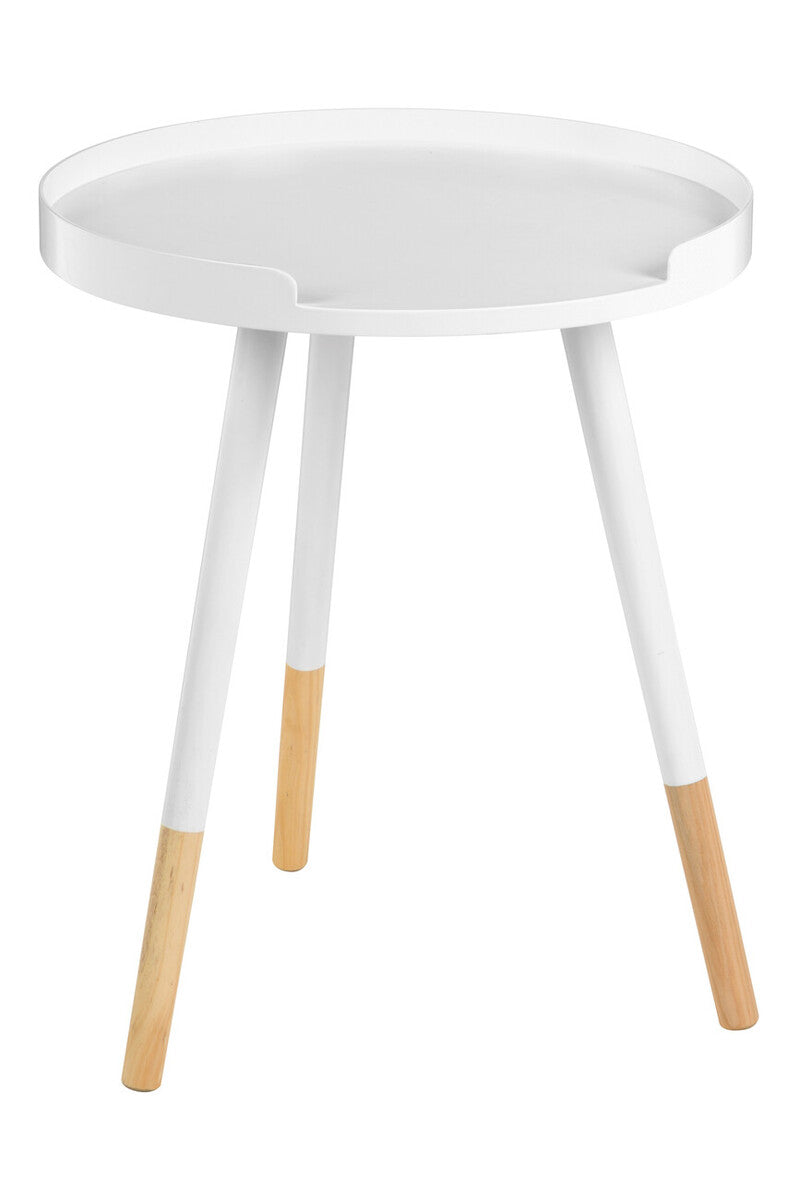 Viborg White And Natural Round Side Table - Nest UK