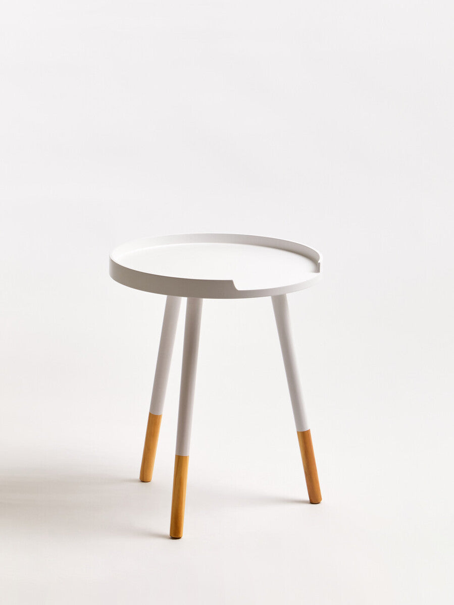 Viborg White And Natural Round Side Table - Nest UK