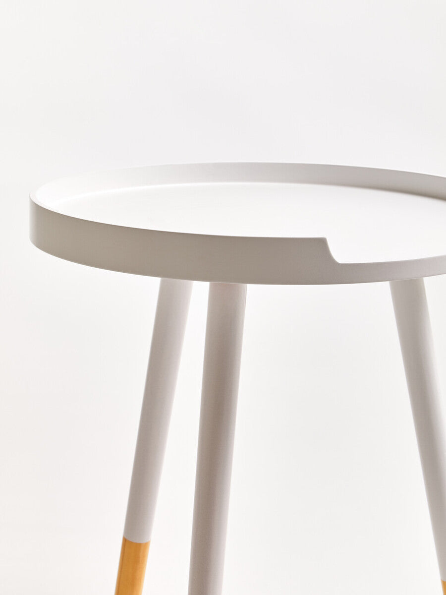 Viborg White And Natural Round Side Table - Nest UK