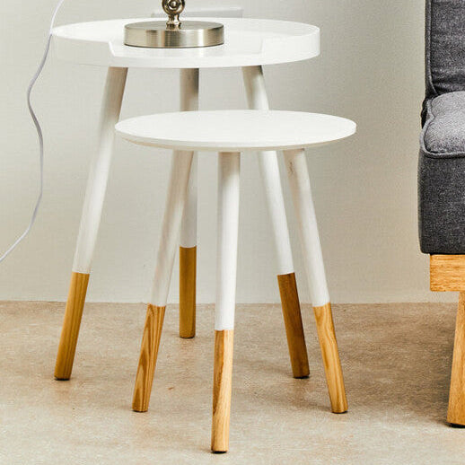 Viborg White And Natural Round Side Table - Nest UK