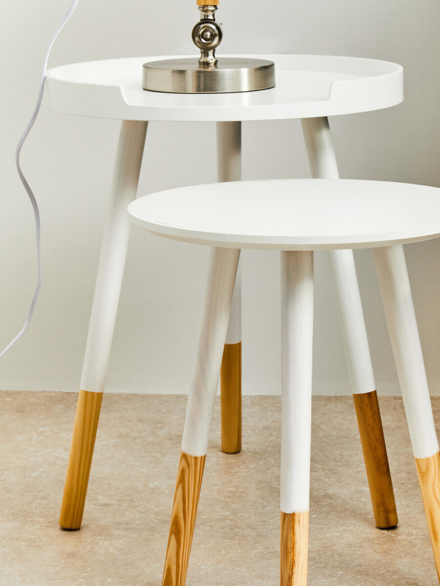 Viborg White And Natural Round Side Table - Nest UK