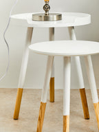 Viborg White And Natural Round Side Table - Nest UK