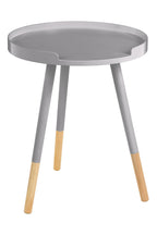 Grey Round Side Table with Natural Wood Effect Feet | Viborg