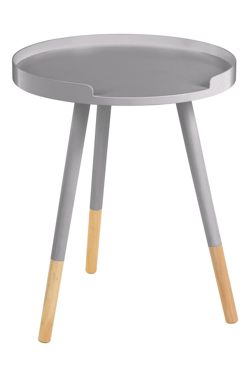 Grey Round Side Table with Natural Wood Effect Feet | Viborg