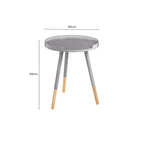Grey Round Side Table with Natural Wood Effect Feet | Viborg