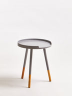 Grey Round Side Table with Natural Wood Effect Feet | Viborg