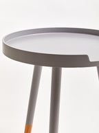 Grey Round Side Table with Natural Wood Effect Feet | Viborg