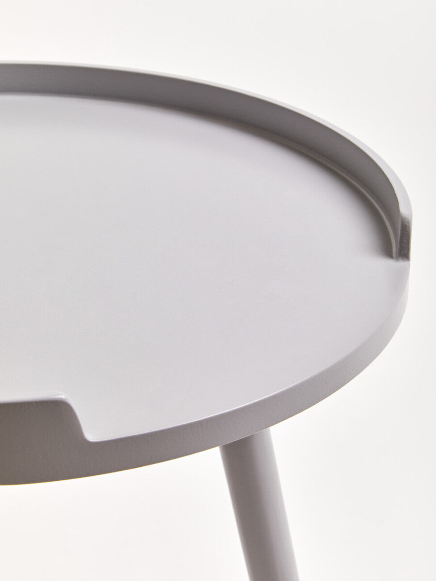 Grey Round Side Table with Natural Wood Effect Feet | Viborg